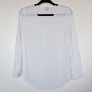 JCrew Factory White Henley Blouse